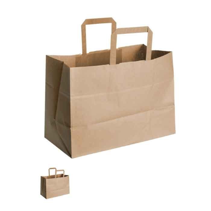 Take Away papir poser - BÆREPOSE PAPIR 17LTR 350X170X245 (250)